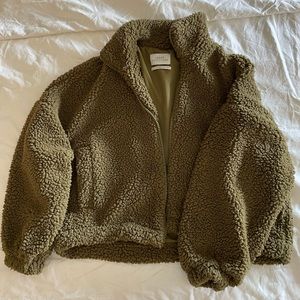 Olive Green Urban Outfitters Sherpa Jacket